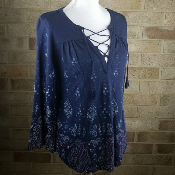 Lucky Brand Tops - NWT LUCKY BRAND Blue Paisley Floral Small
